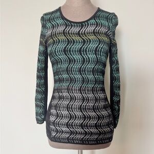NIC+ZOE Black, Green, and White Knit Top